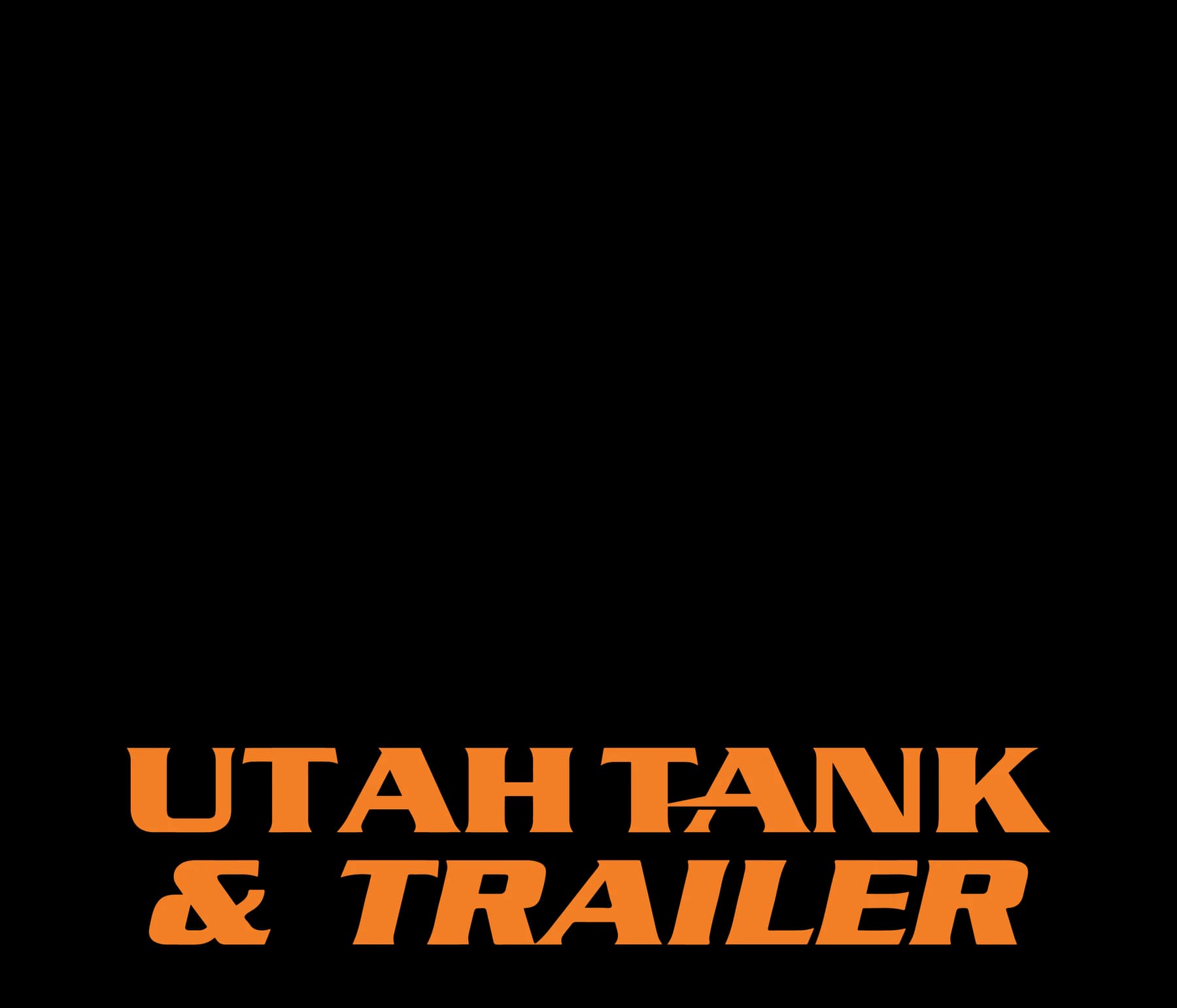 Black tanker truck and mountains above orange Utah Tank and Trailer lettering