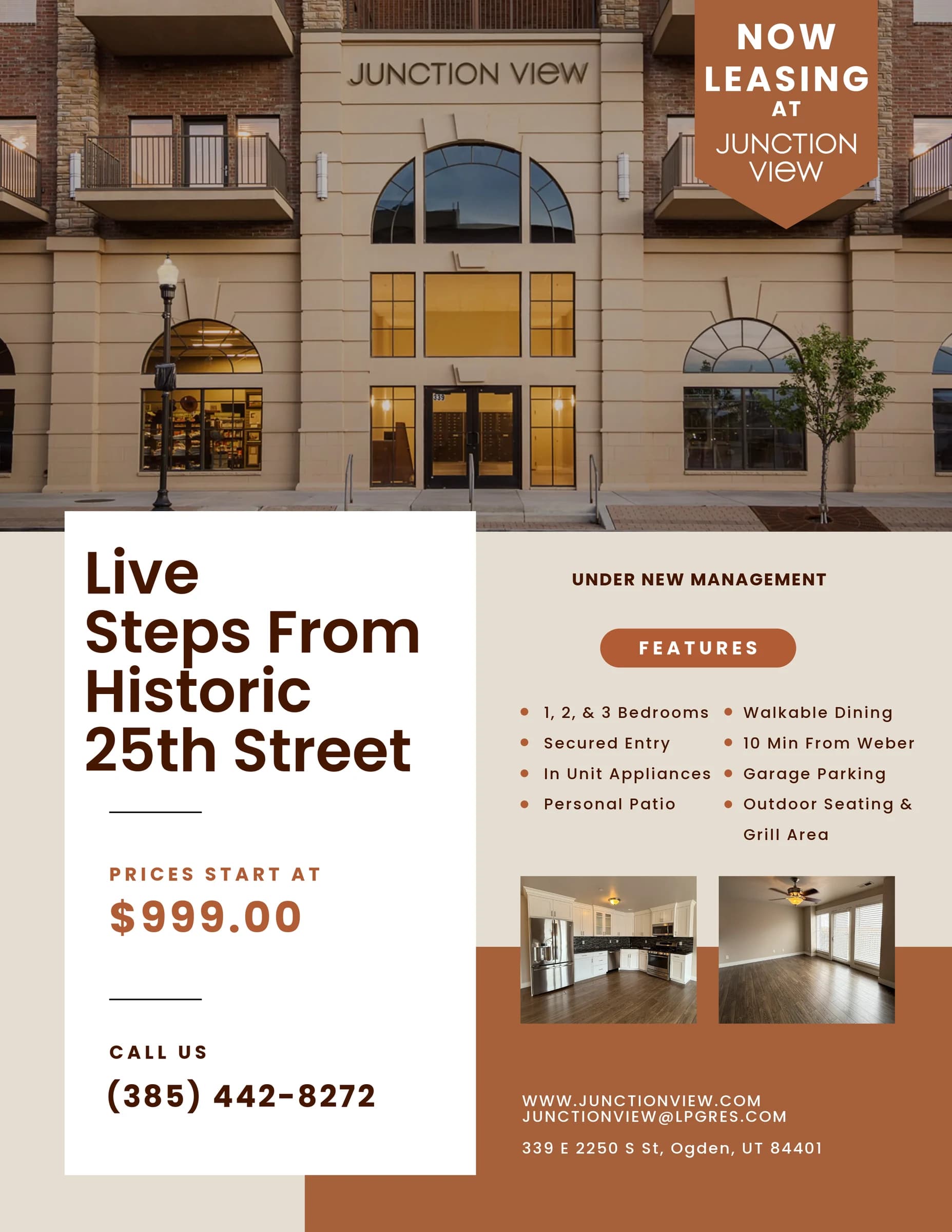 Junction View apartment leasing advertisement