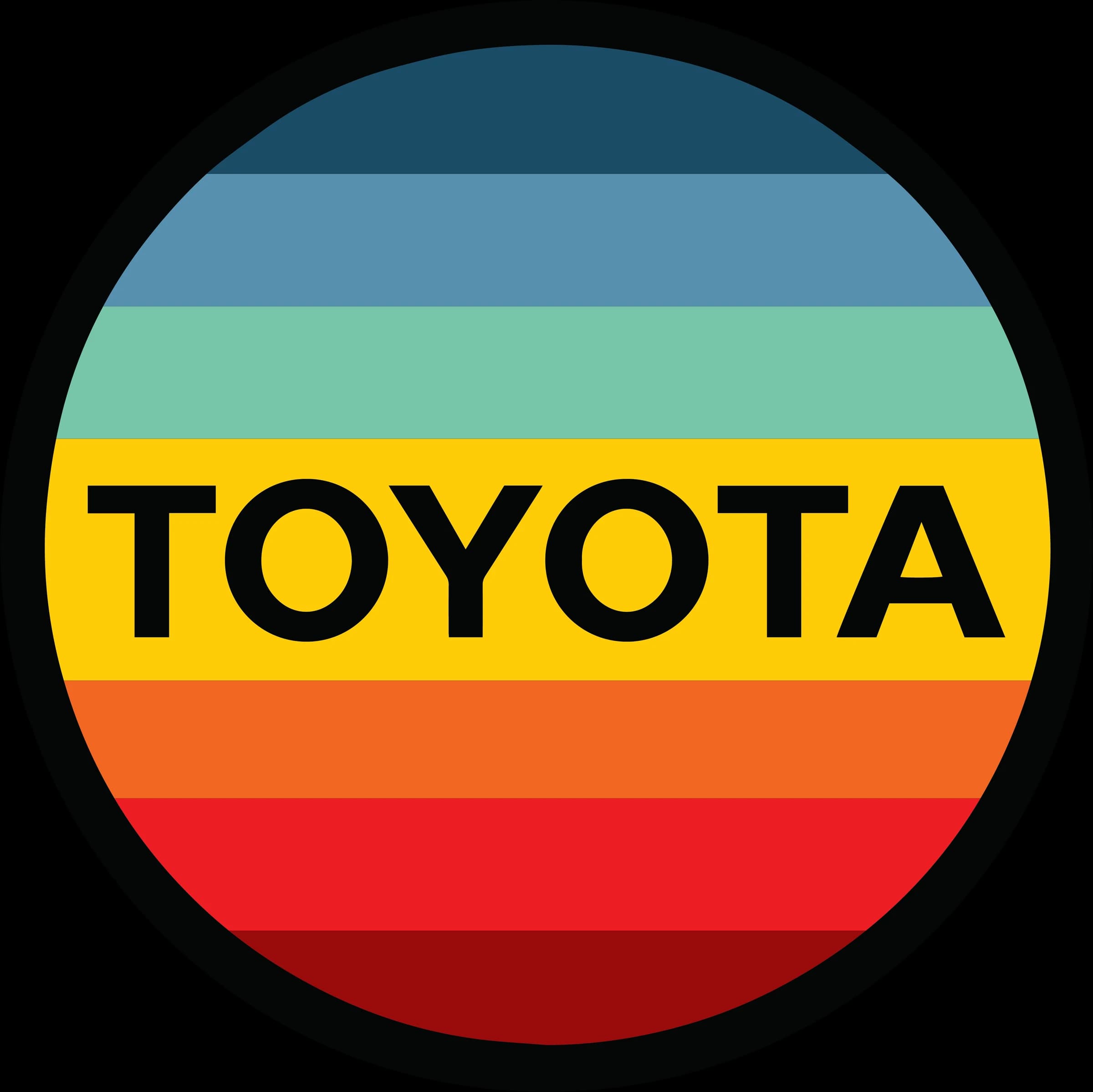 Round Toyota sunset stripe merchandise badge